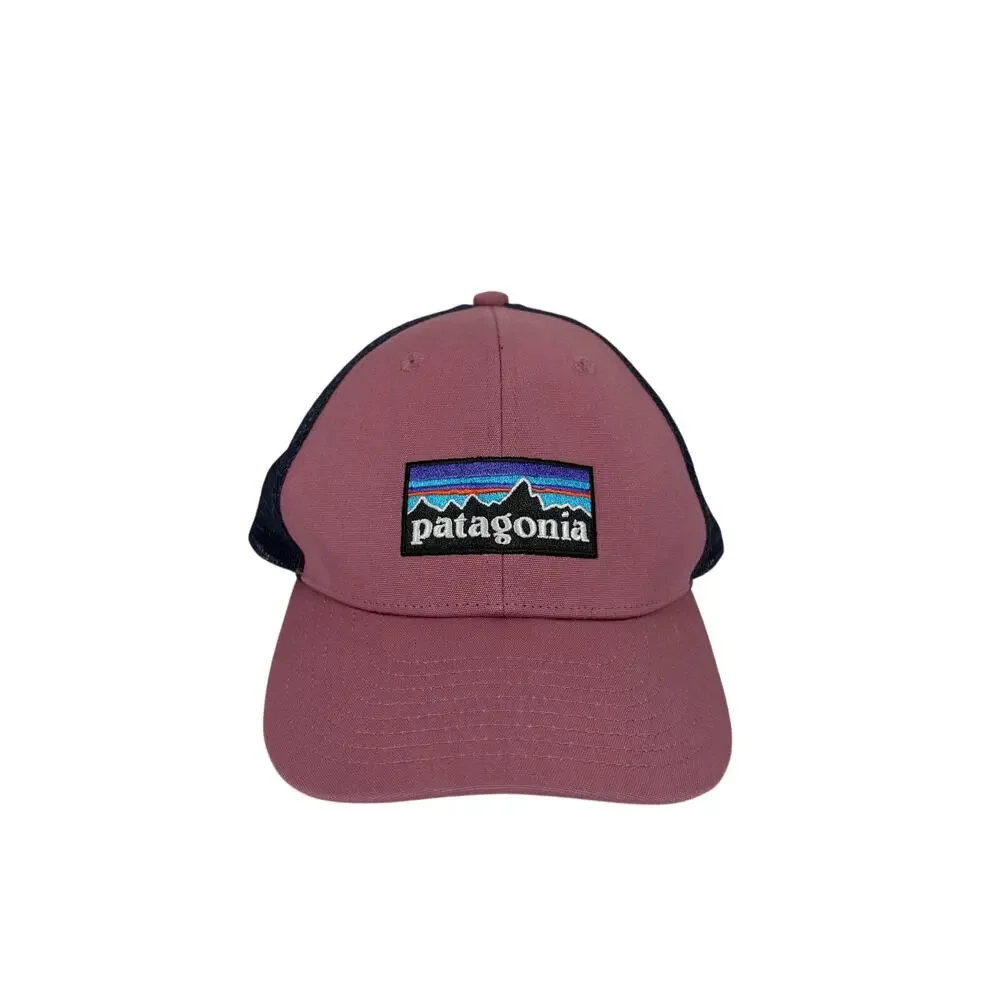 Patagonia P-6 Logo Trucker Hat Pink Navy Blue Mesh Back Snapback Patch
